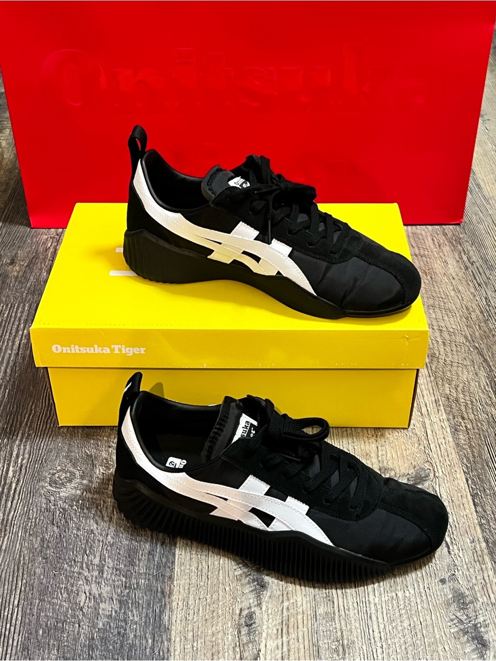 Onitsuka Tiger Black Sneakers with White Stripes